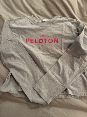 Peloton Gray Sweatshirt with Pink Logo